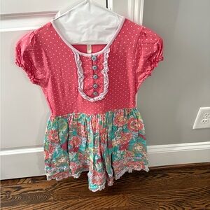 Matilda Jane Coral and Aqua Floral Dress - Size 12